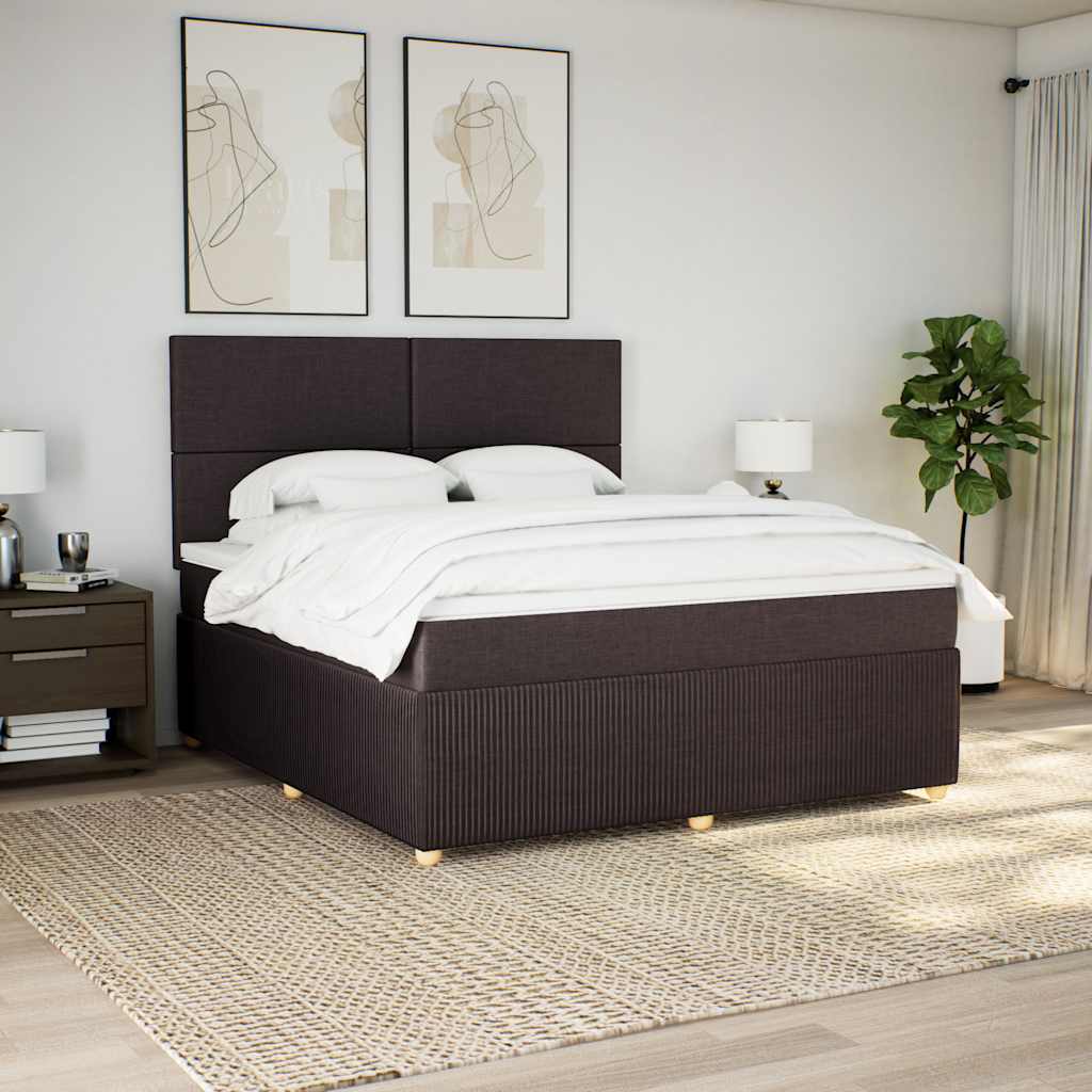 Boxspring met matras stof donkerbruin 180x200 cm – afbeelding 1