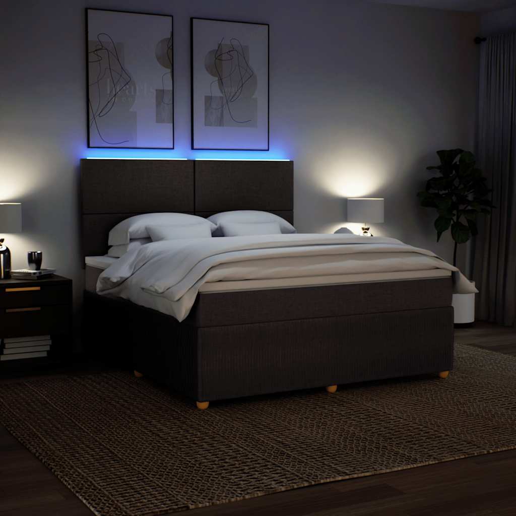 Boxspring met matras stof donkerbruin 180x200 cm – afbeelding 4