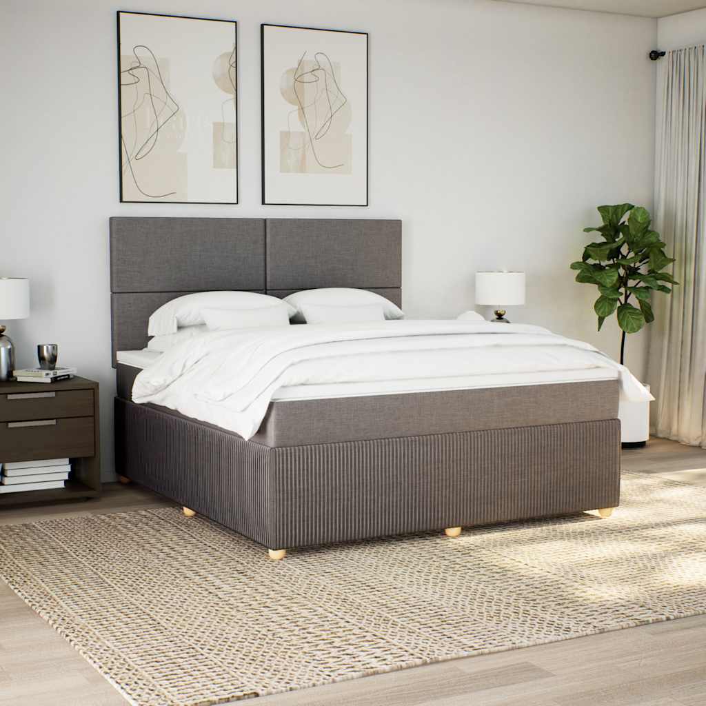 Boxspring met matras stof taupe 180x200 cm – afbeelding 1