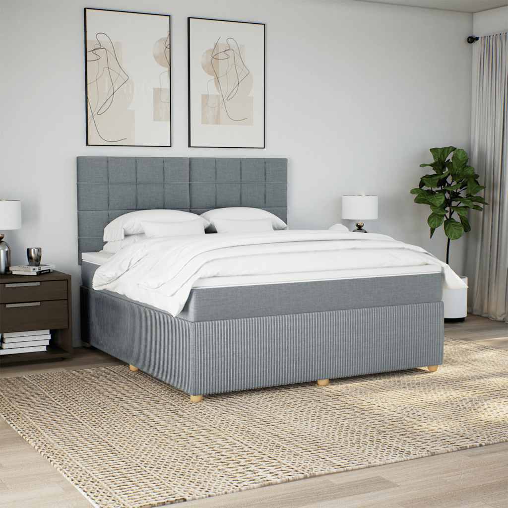 Boxspring met matras stof lichtgrijs 180x200 cm – afbeelding 1