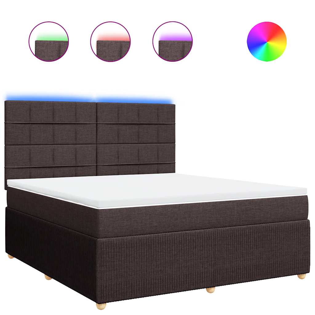 Boxspring met matras stof donkerbruin 180x200 cm – afbeelding 2