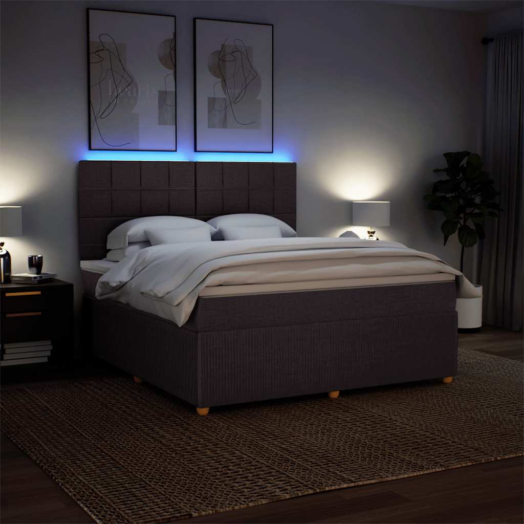 Boxspring met matras stof donkerbruin 180x200 cm – afbeelding 4