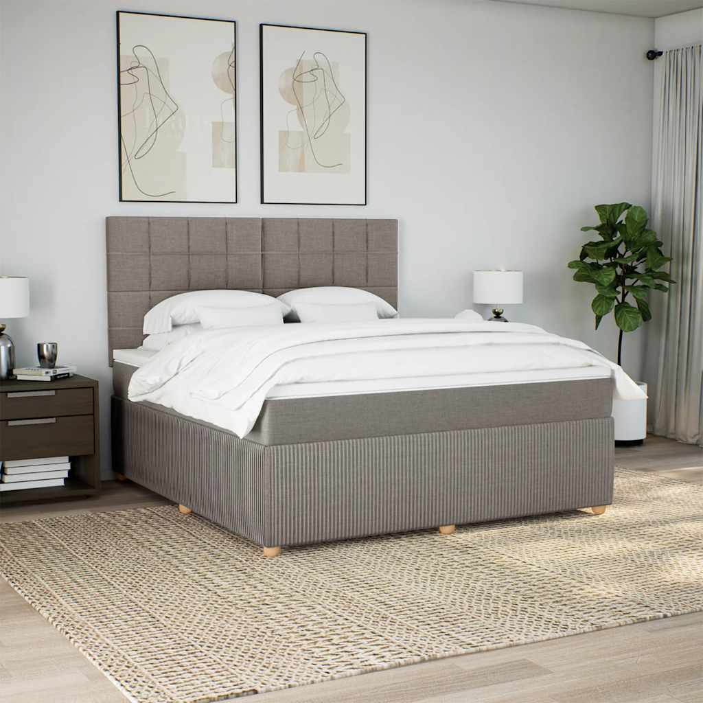 Boxspring met matras stof taupe 180x200 cm – afbeelding 1