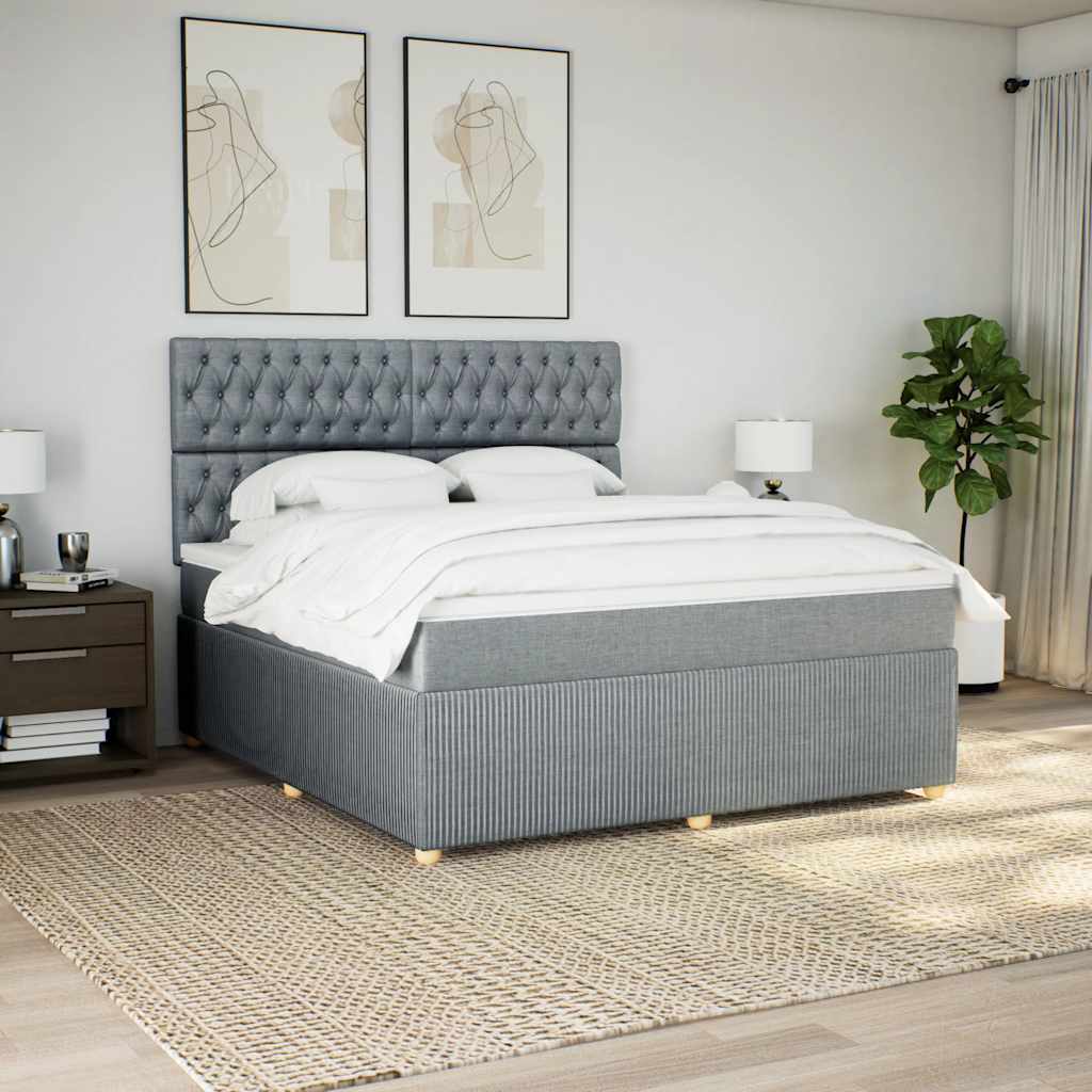 Boxspring met matras stof lichtgrijs 180x200 cm – afbeelding 1