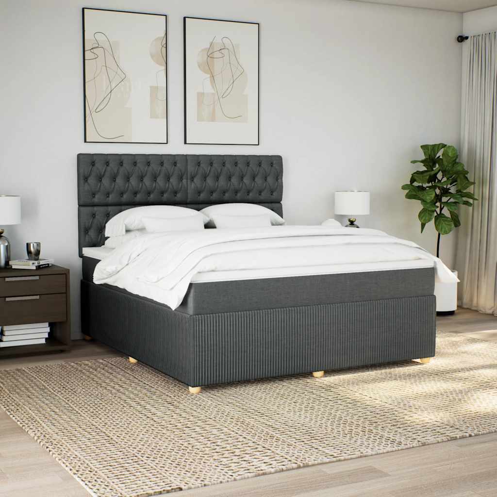 Boxspring met matras stof donkergrijs 180x200 cm – afbeelding 1