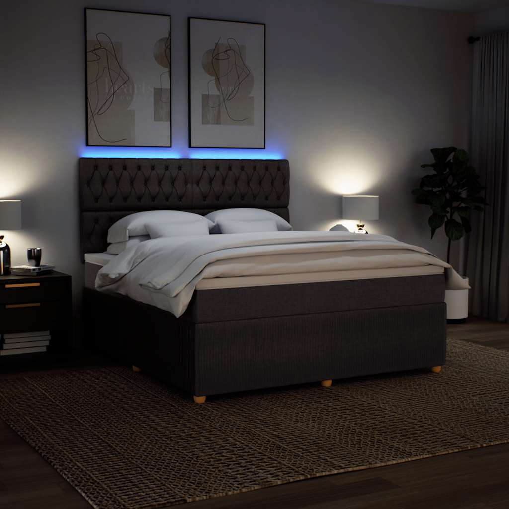 Boxspring met matras stof donkerbruin 180x200 cm – afbeelding 4