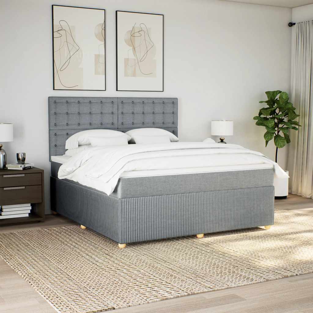 Boxspring met matras stof lichtgrijs 180x200 cm – afbeelding 1