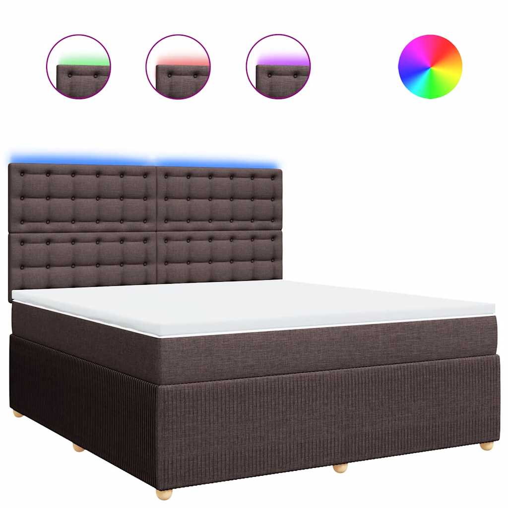 Boxspring met matras stof donkerbruin 180x200 cm – afbeelding 2