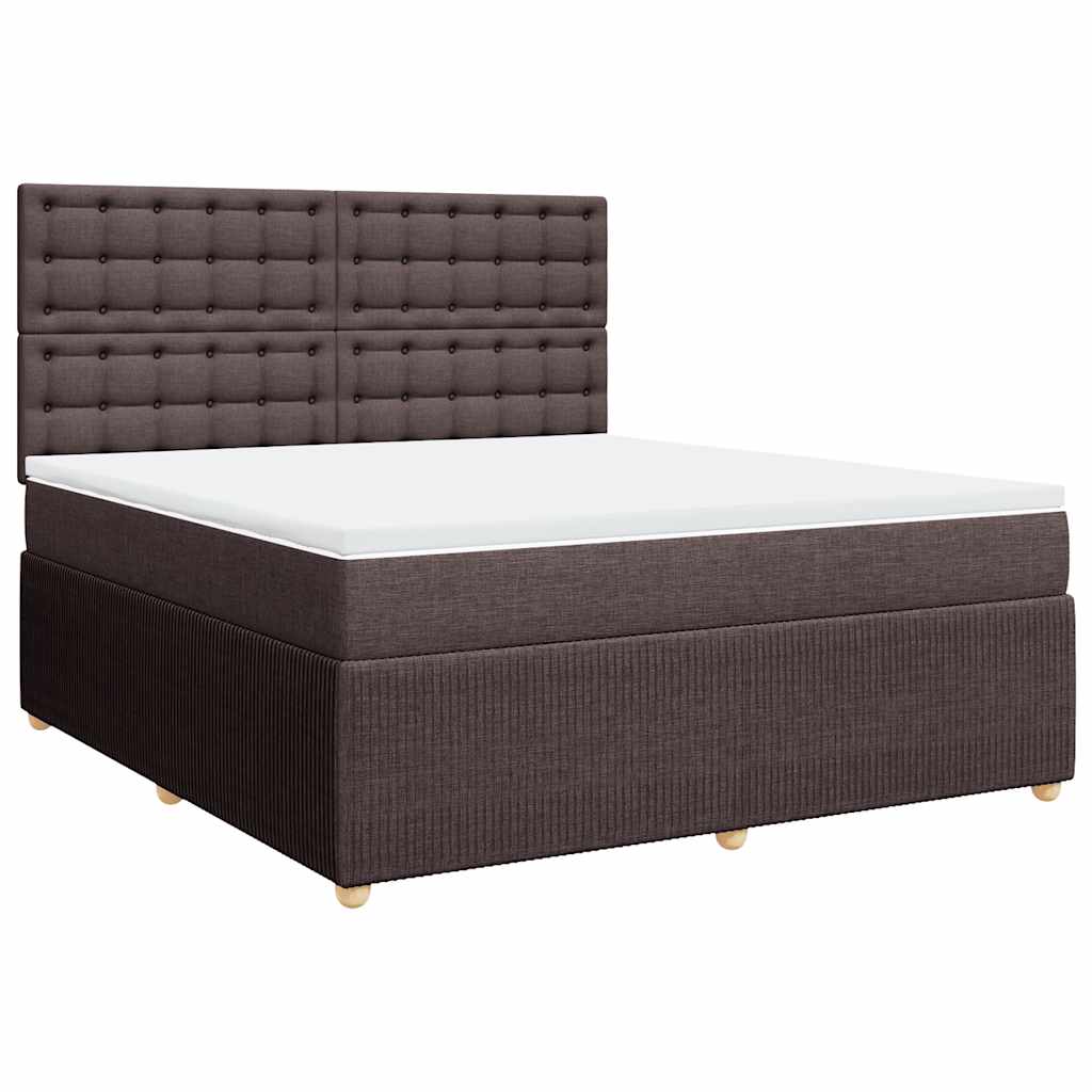 Boxspring met matras stof donkerbruin 180x200 cm – afbeelding 3