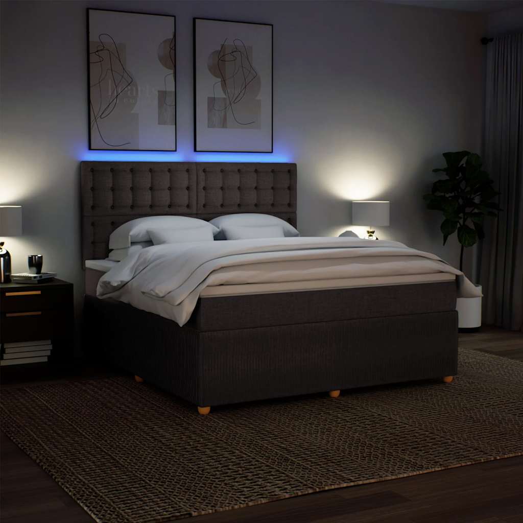 Boxspring met matras stof donkerbruin 180x200 cm – afbeelding 4