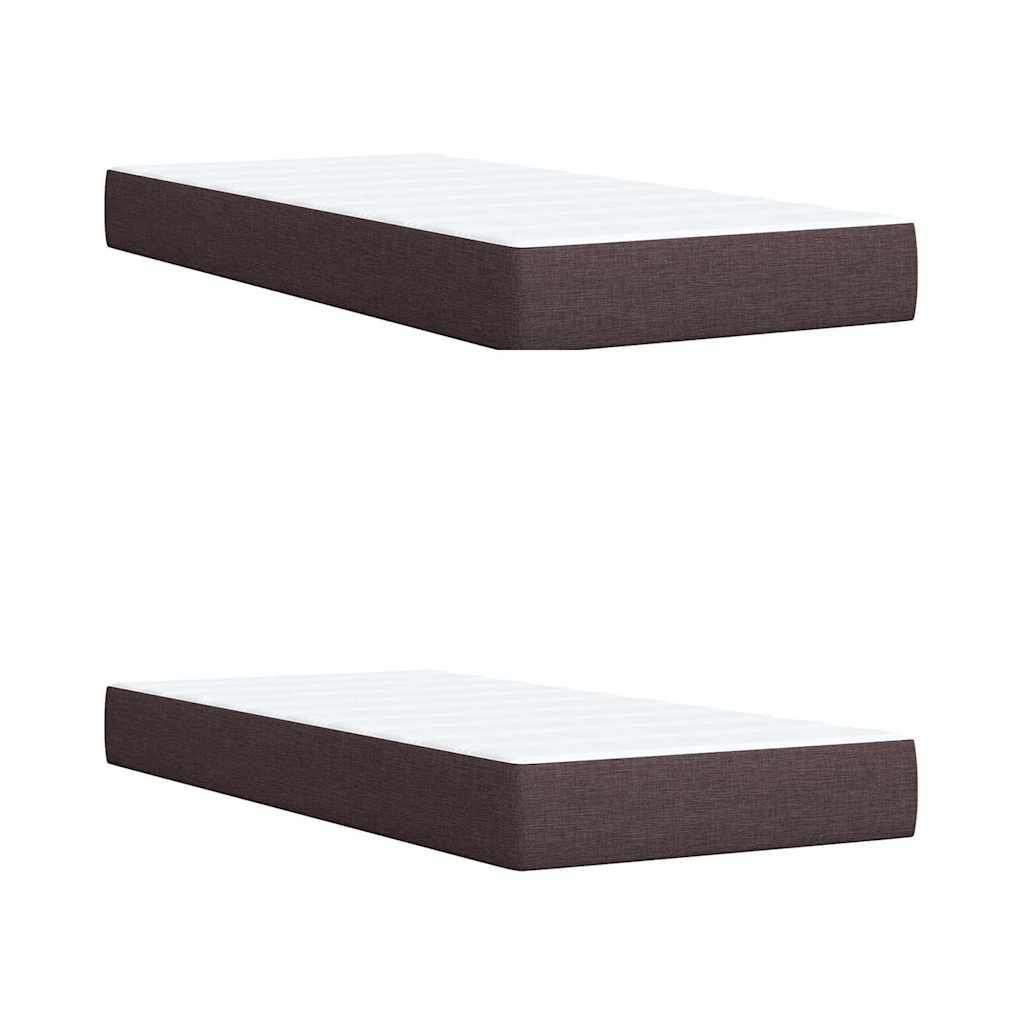 Boxspring met matras stof donkerbruin 200x200 cm – afbeelding 11