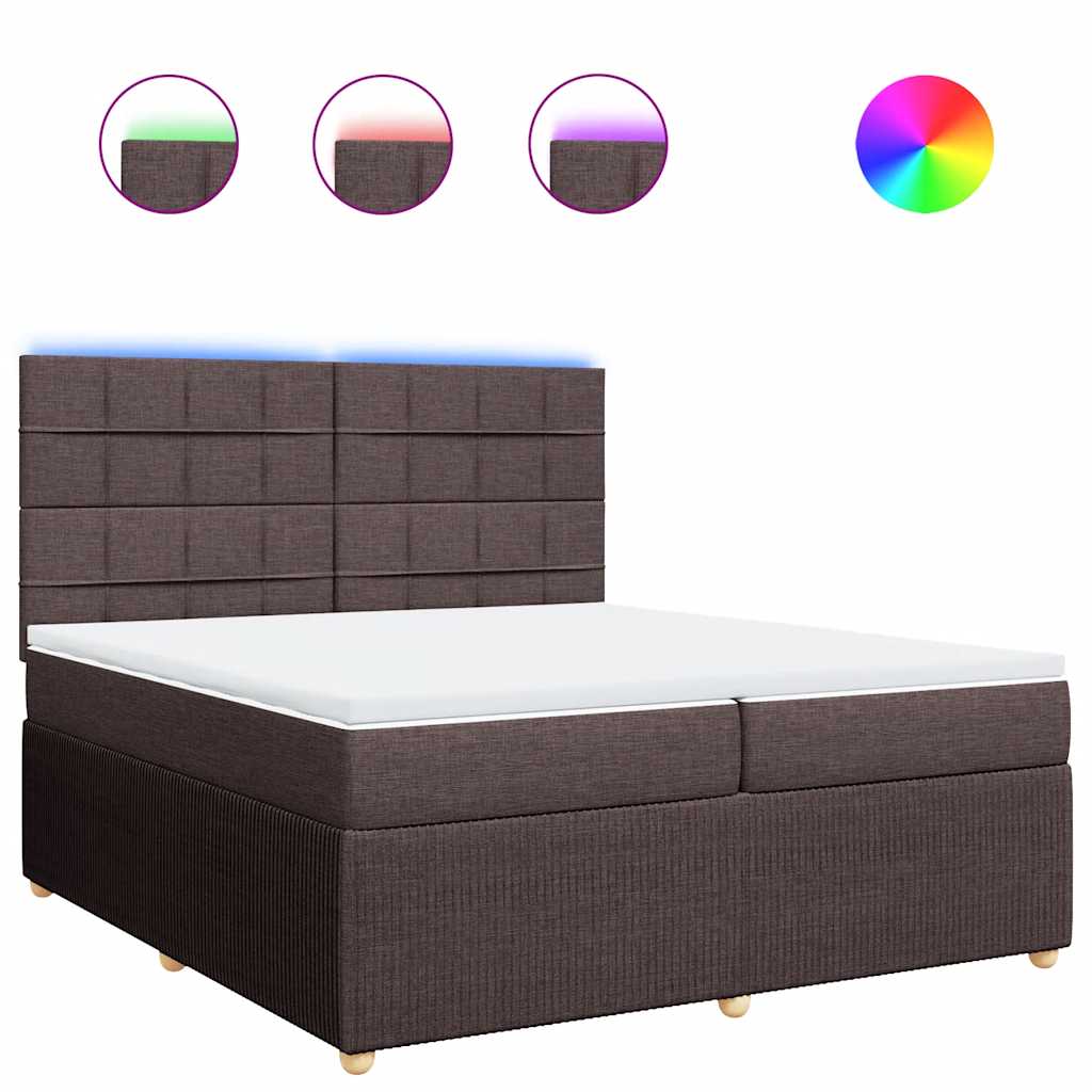 Boxspring met matras stof donkerbruin 200x200 cm – afbeelding 2