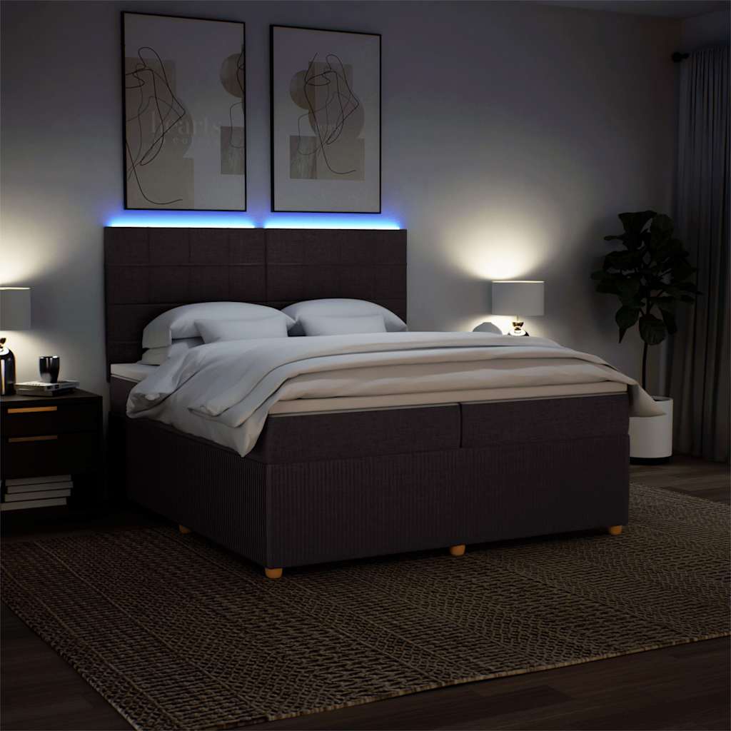 Boxspring met matras stof donkerbruin 200x200 cm – afbeelding 4