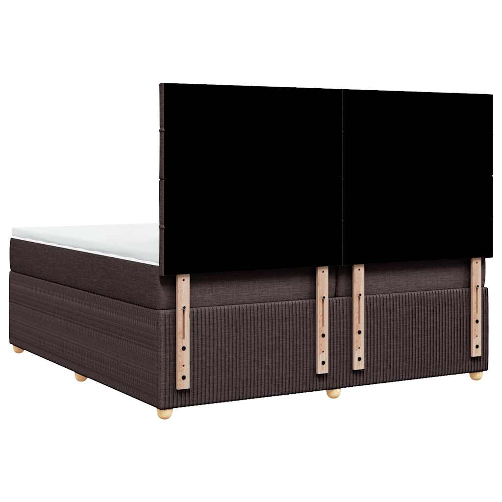 Boxspring met matras stof donkerbruin 200x200 cm – afbeelding 8