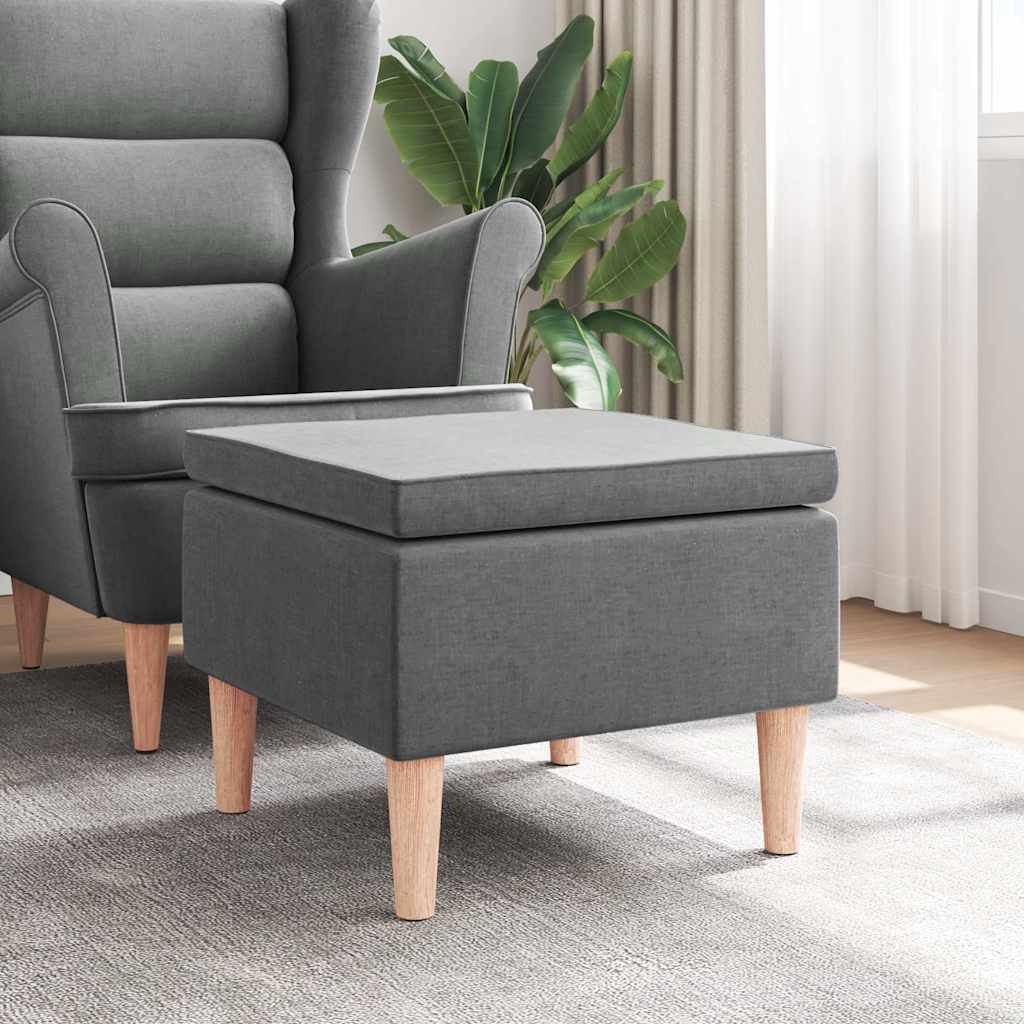 Kruk met houten poten stof donkergrijs