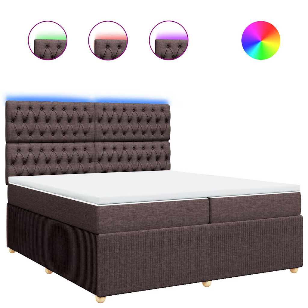 Boxspring met matras stof donkerbruin 200x200 cm – afbeelding 2