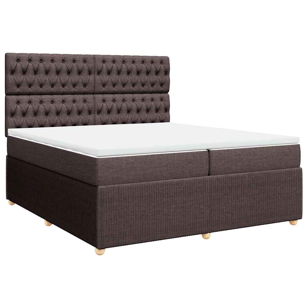 Boxspring met matras stof donkerbruin 200x200 cm – afbeelding 3