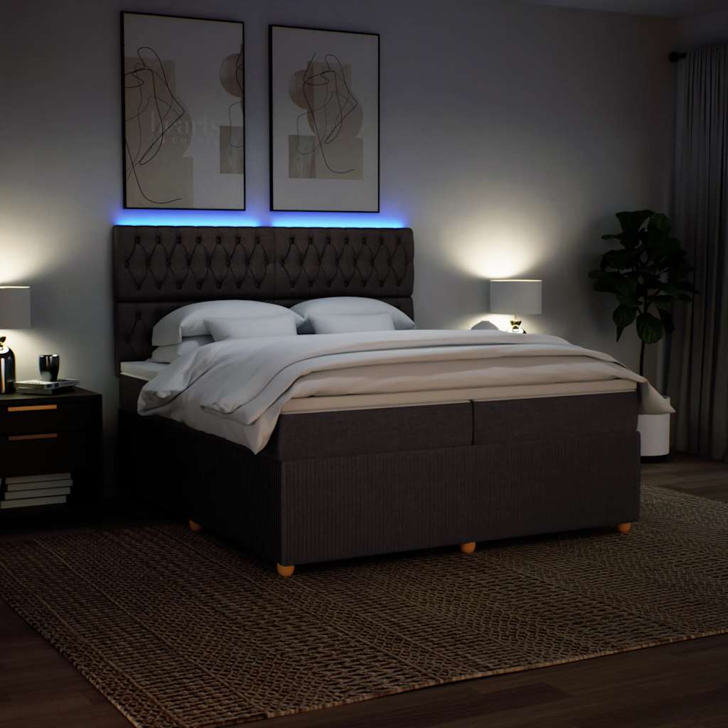 Boxspring met matras stof donkerbruin 200x200 cm – afbeelding 4