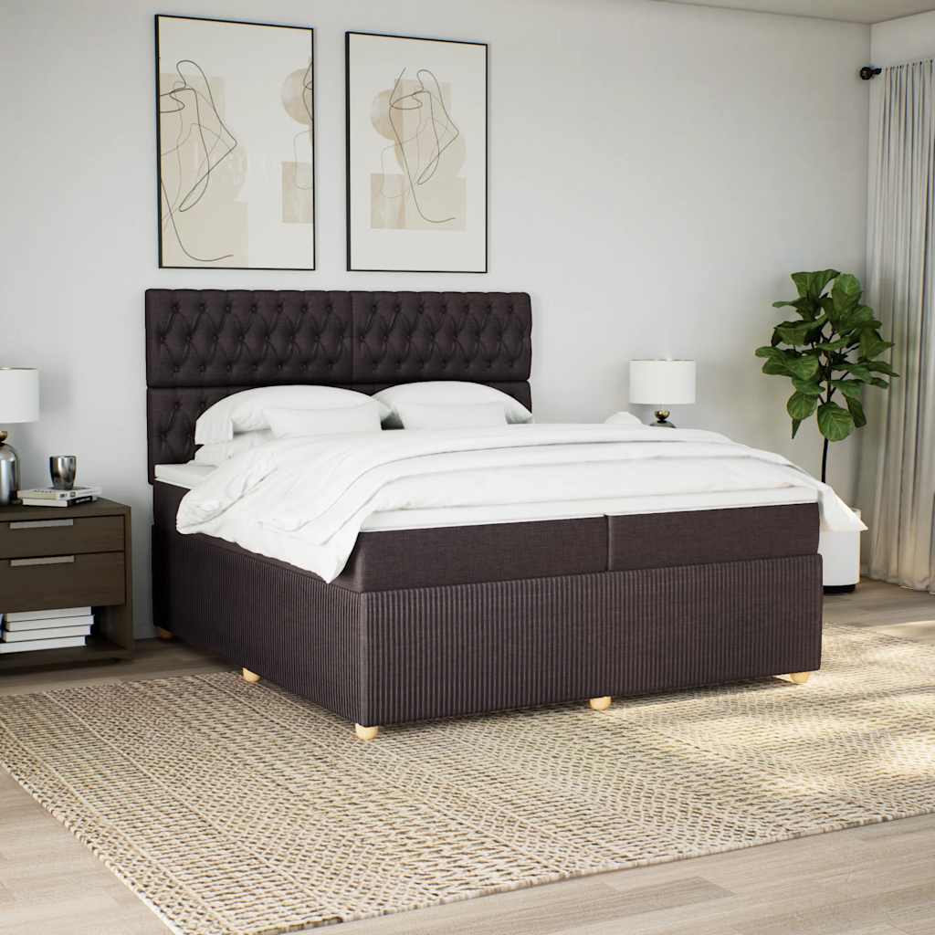 Boxspring met matras stof donkerbruin 200x200 cm – afbeelding 5