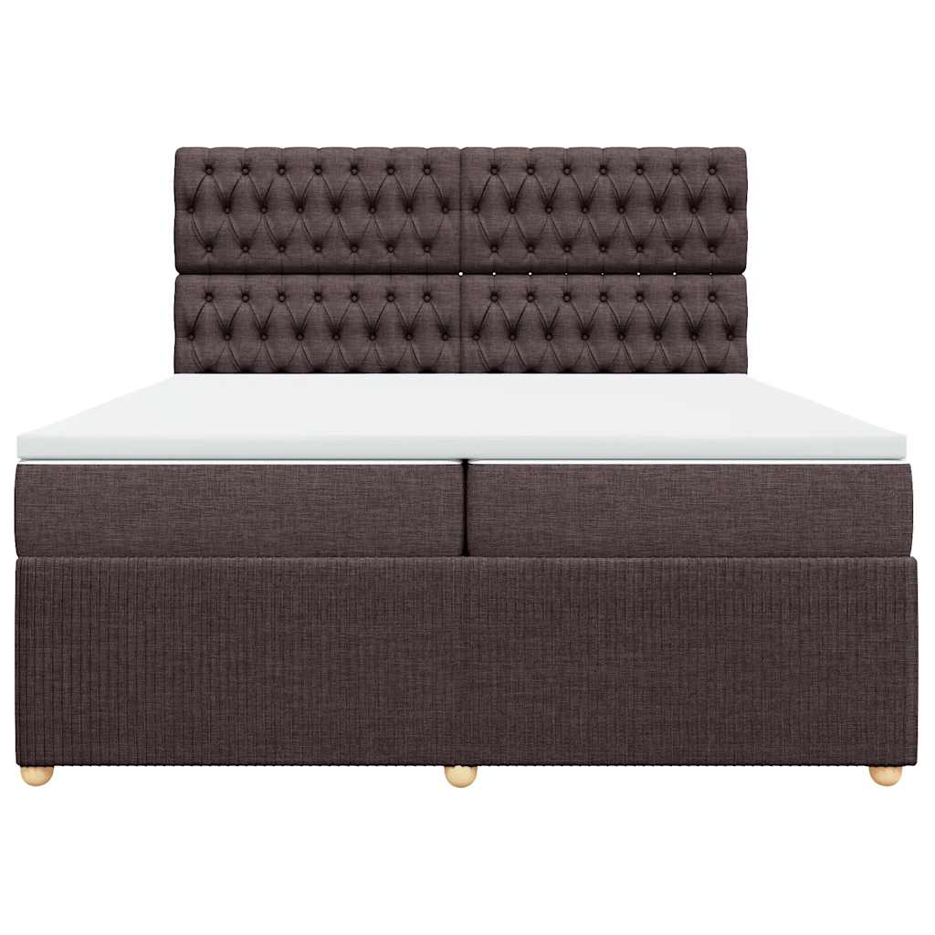 Boxspring met matras stof donkerbruin 200x200 cm – afbeelding 6