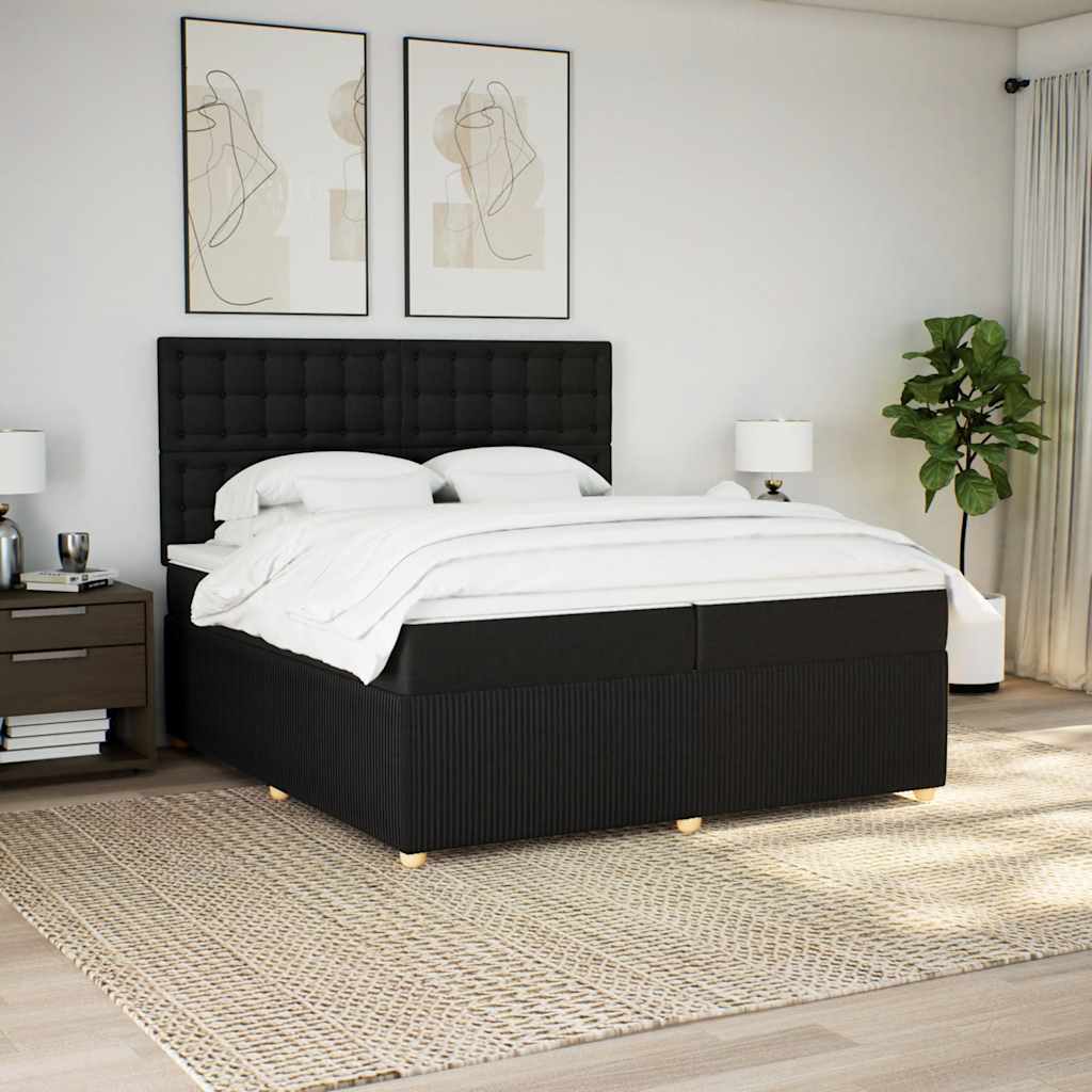 Boxspring met matras stof zwart 200x200 cm – afbeelding 1