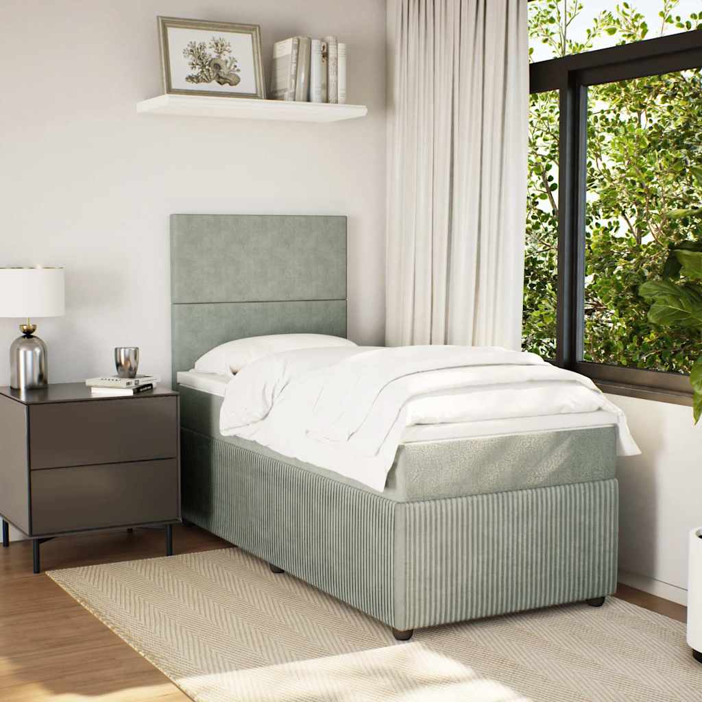 Boxspring met matras fluweel lichtgrijs 80x200 cm – afbeelding 1