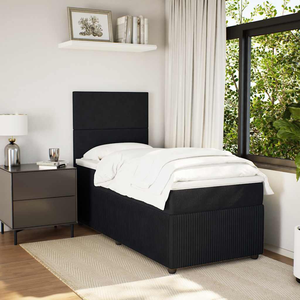 Boxspring met matras fluweel zwart 80x200 cm – afbeelding 1