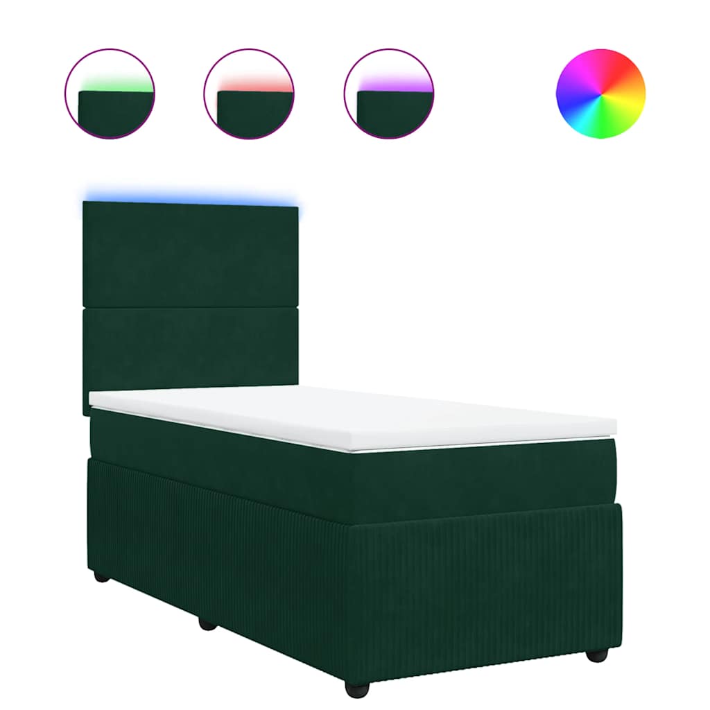 Boxspring met matras fluweel donkergroen 80x200 cm – afbeelding 2