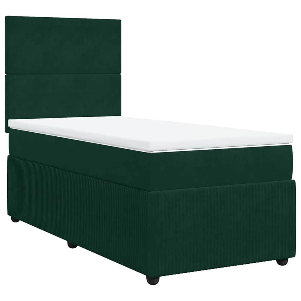 Boxspring met matras fluweel donkergroen 80x200 cm – afbeelding 3