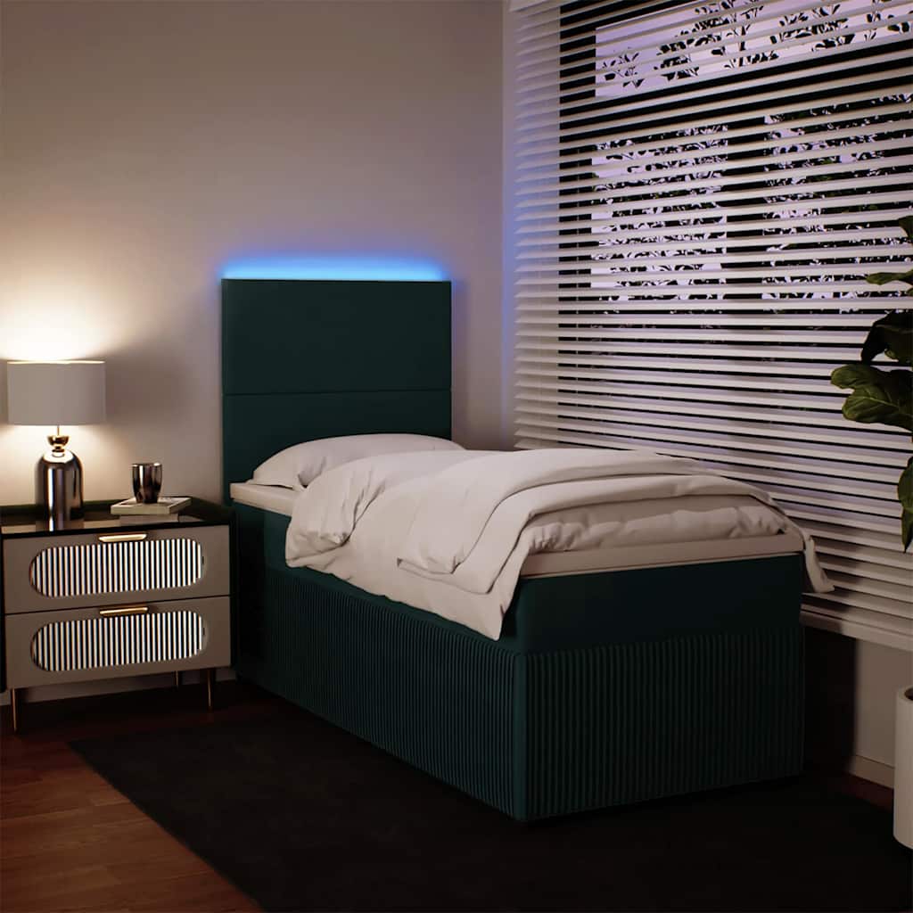 Boxspring met matras fluweel donkergroen 80x200 cm – afbeelding 4