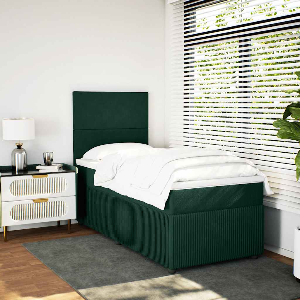 Boxspring met matras fluweel donkergroen 80x200 cm – afbeelding 5