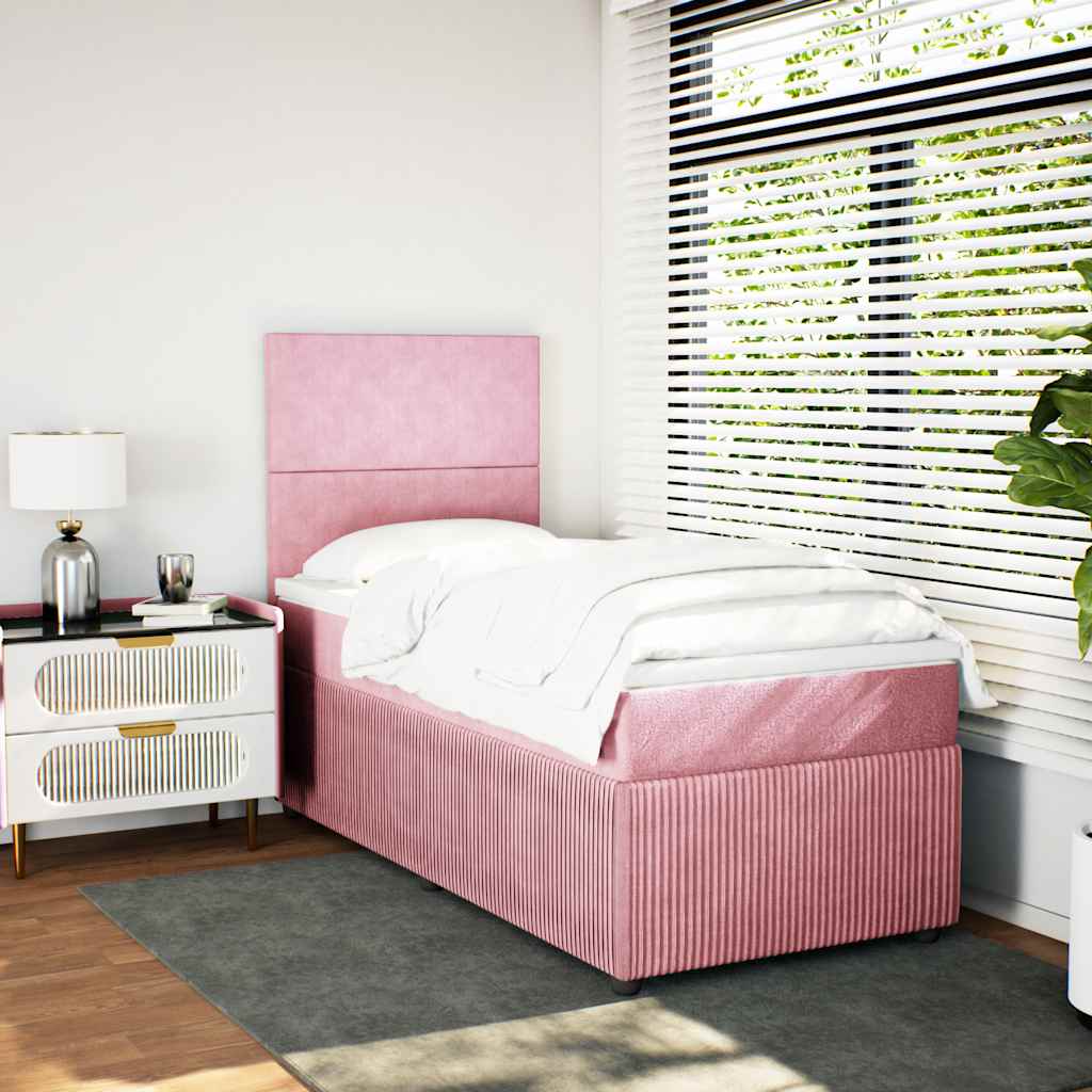 Boxspring met matras fluweel roze 80x200 cm – afbeelding 1