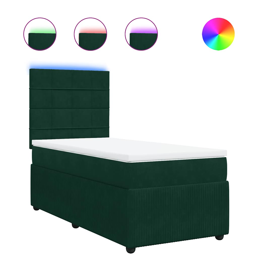 Boxspring met matras fluweel donkergroen 80x200 cm – afbeelding 2