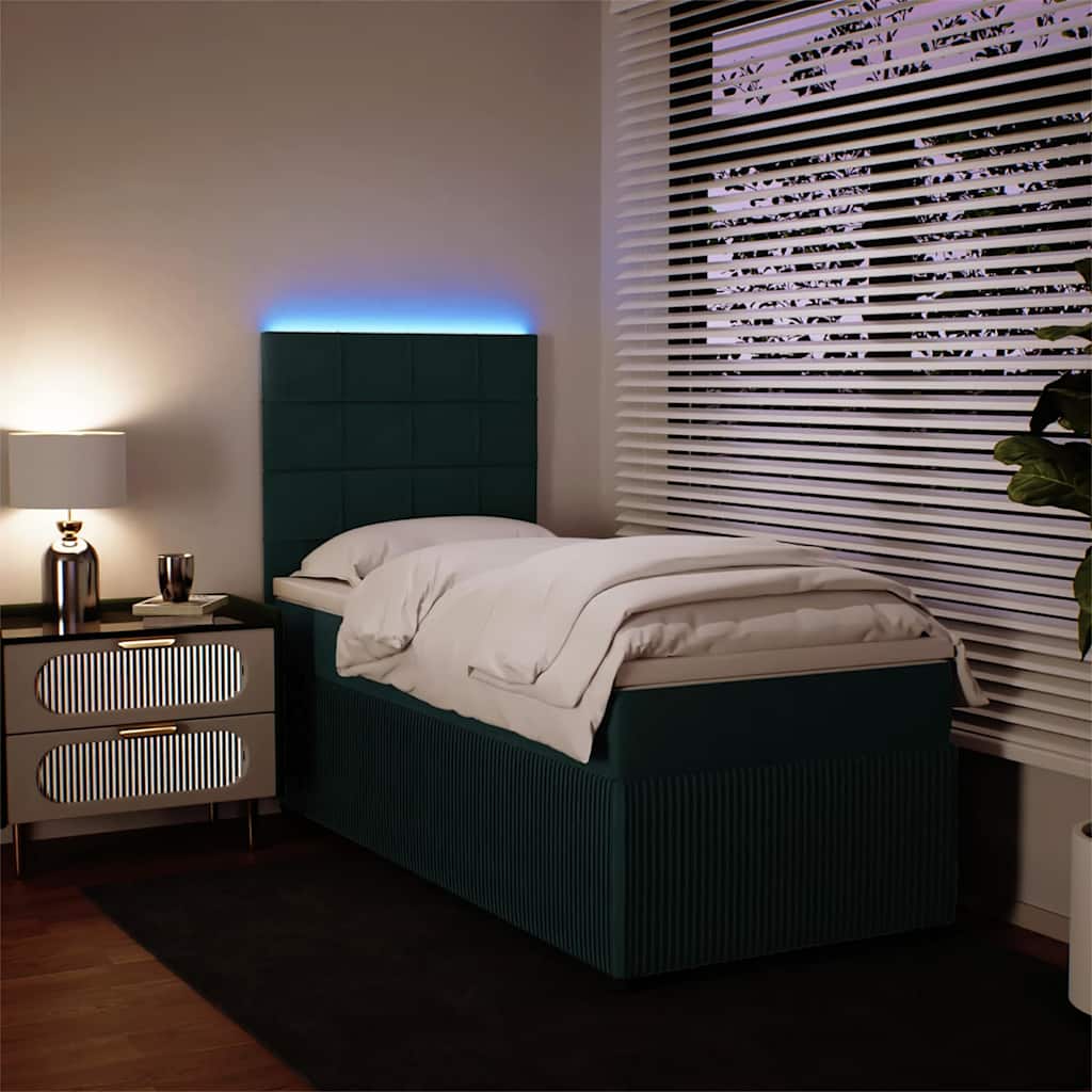 Boxspring met matras fluweel donkergroen 80x200 cm – afbeelding 4