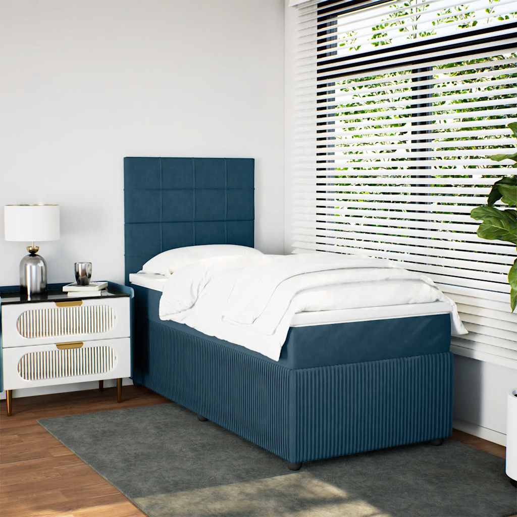 Boxspring met matras fluweel blauw 80x200 cm – afbeelding 1