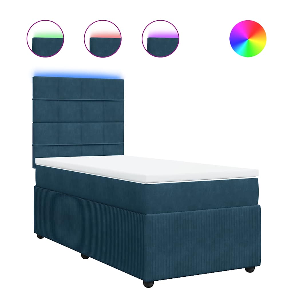 Boxspring met matras fluweel blauw 80x200 cm – afbeelding 2