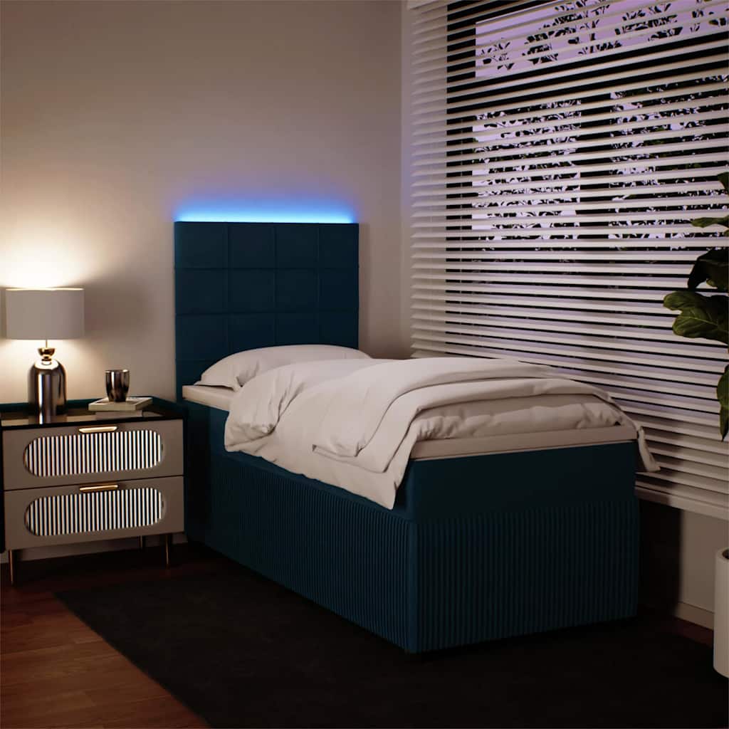 Boxspring met matras fluweel blauw 80x200 cm – afbeelding 4