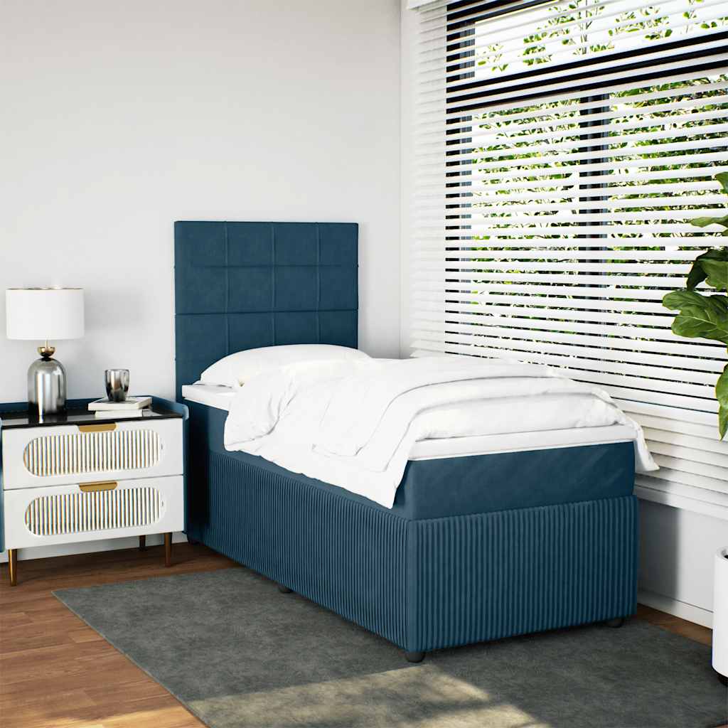 Boxspring met matras fluweel blauw 80x200 cm – afbeelding 5
