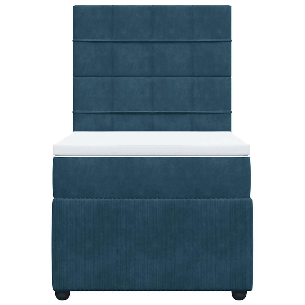 Boxspring met matras fluweel blauw 80x200 cm – afbeelding 6