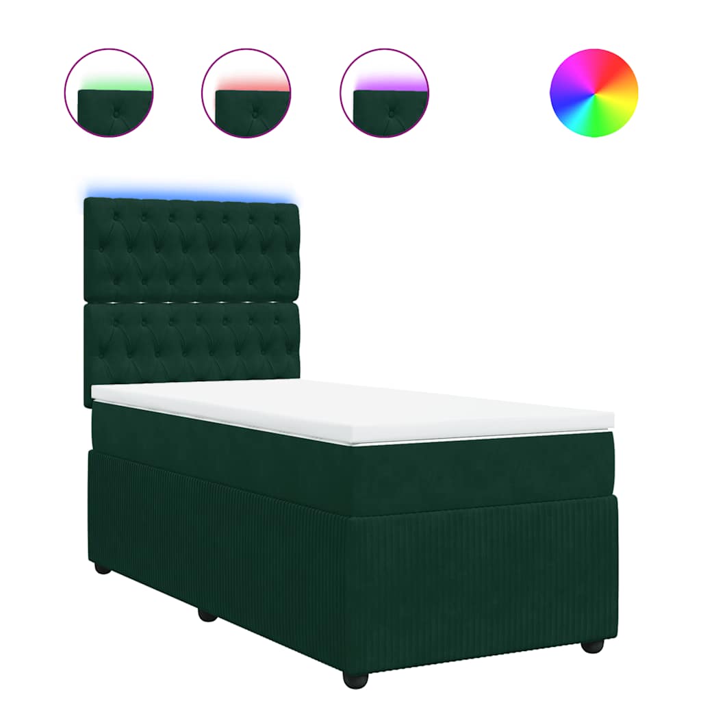 Boxspring met matras fluweel donkergroen 80x200 cm – afbeelding 2