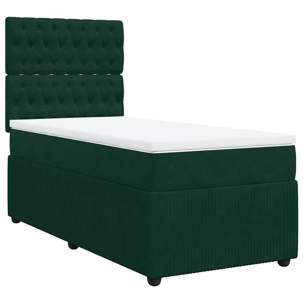 Boxspring met matras fluweel donkergroen 80x200 cm – afbeelding 3