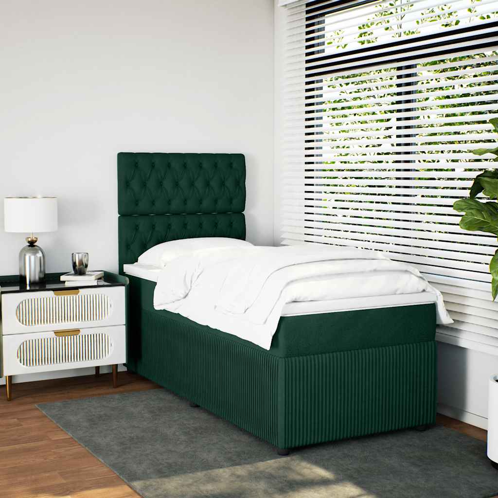 Boxspring met matras fluweel donkergroen 80x200 cm – afbeelding 5