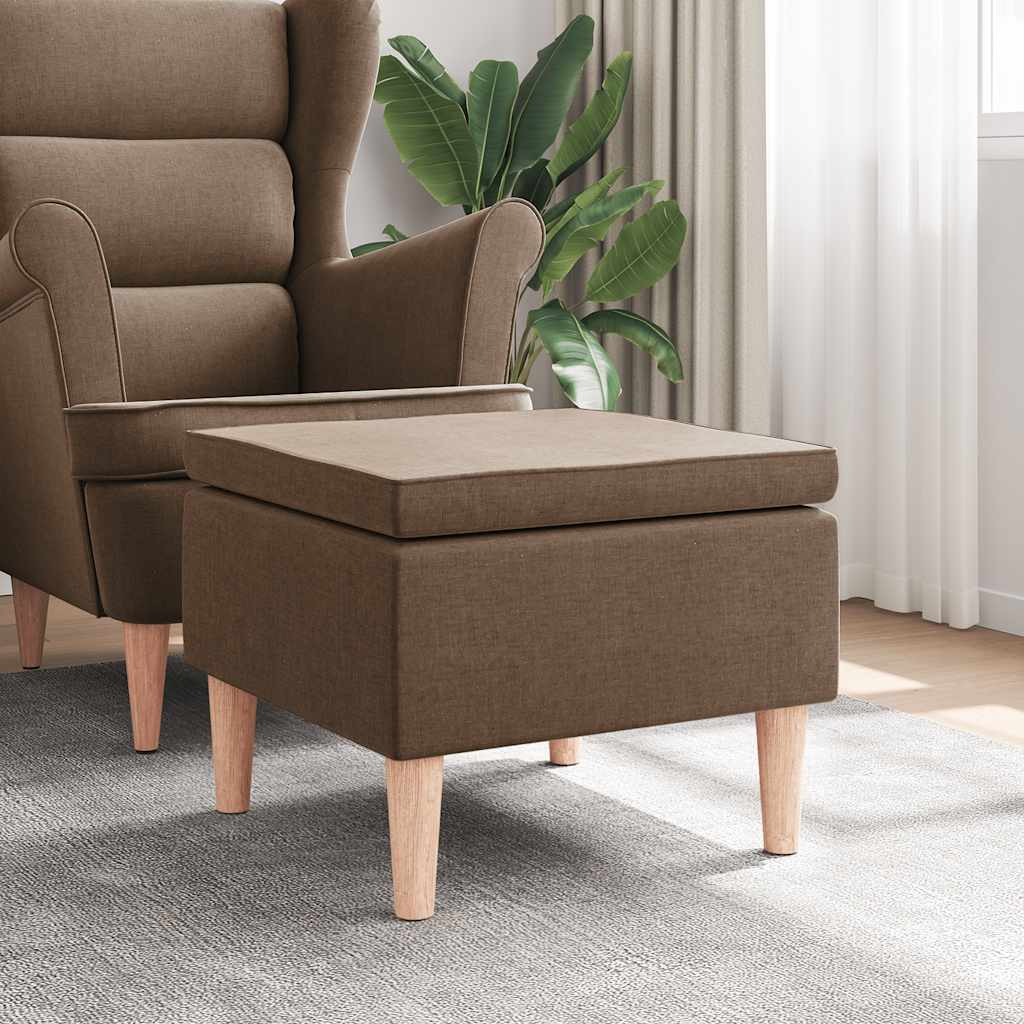 Kruk met houten poten stof bruin