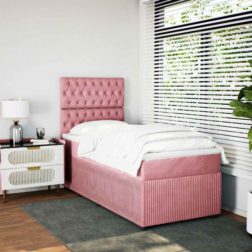 Boxspring met matras fluweel roze 80x200 cm – afbeelding 1