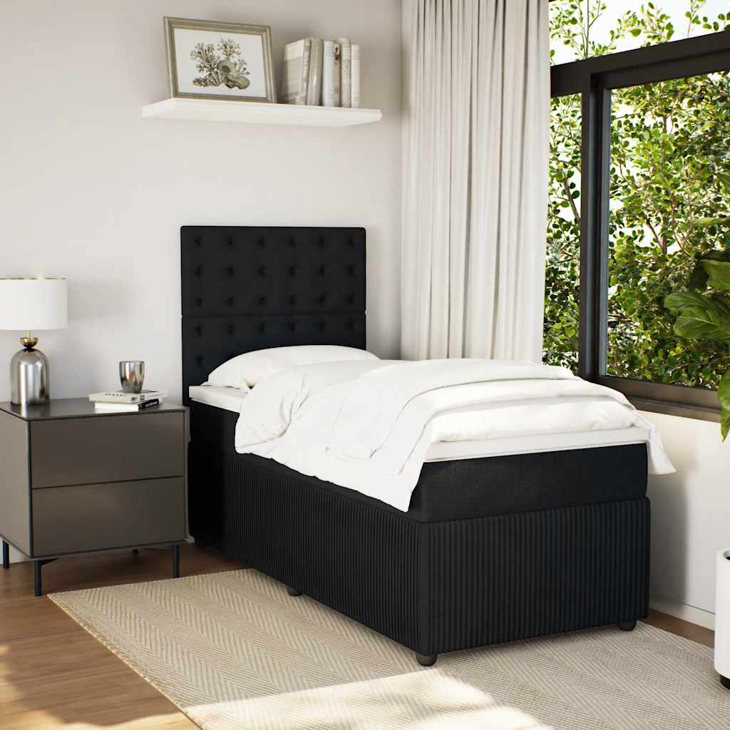 Boxspring met matras fluweel zwart 80x200 cm – afbeelding 1