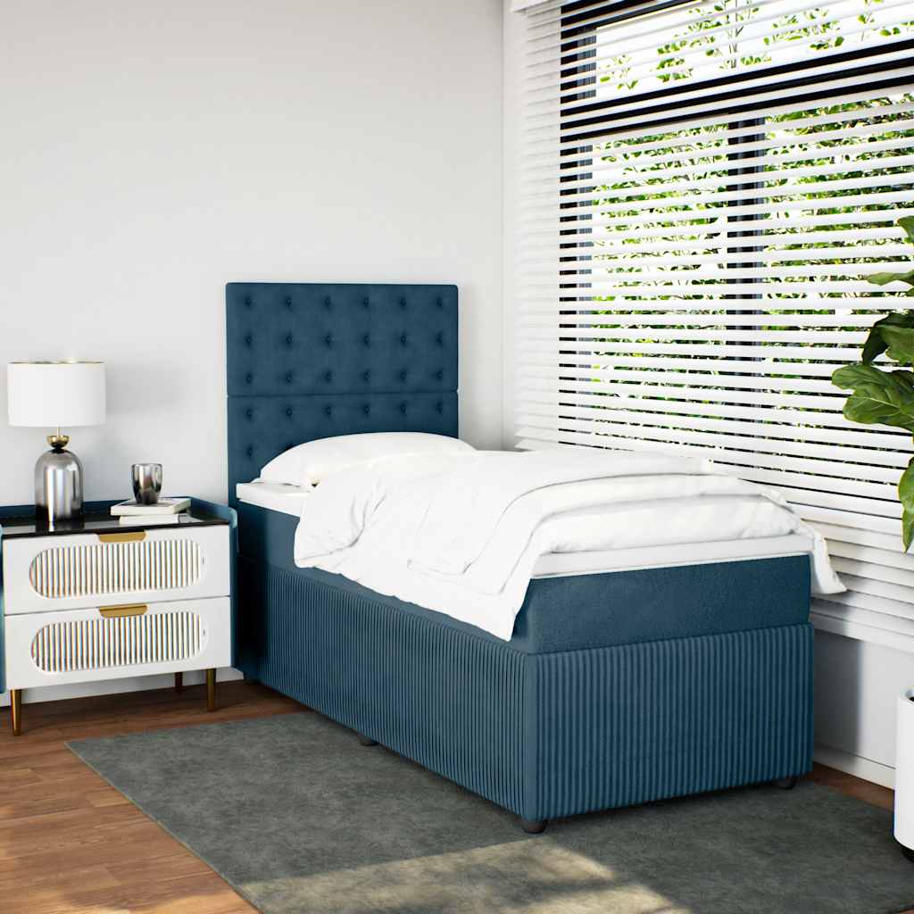Boxspring met matras fluweel blauw 80x200 cm – afbeelding 1