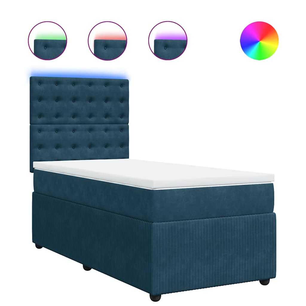 Boxspring met matras fluweel blauw 80x200 cm – afbeelding 2