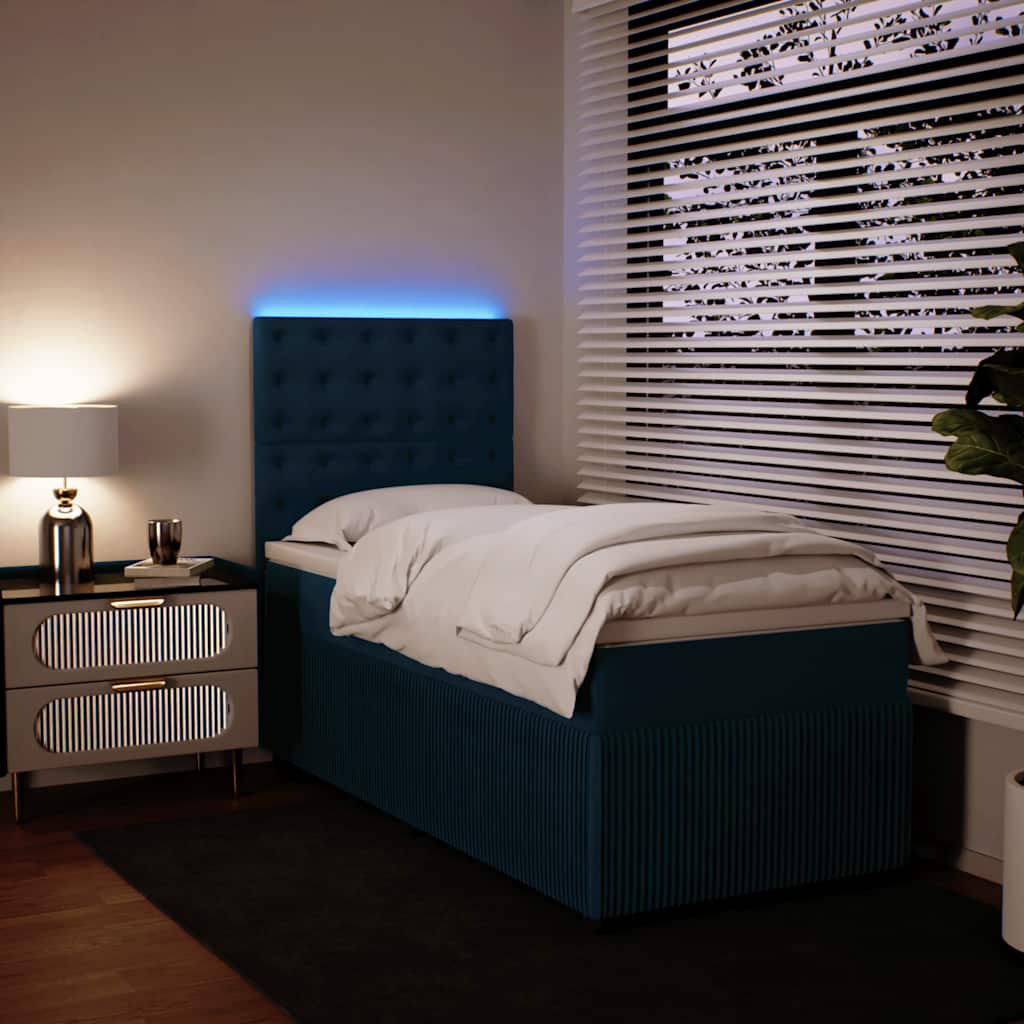 Boxspring met matras fluweel blauw 80x200 cm – afbeelding 4