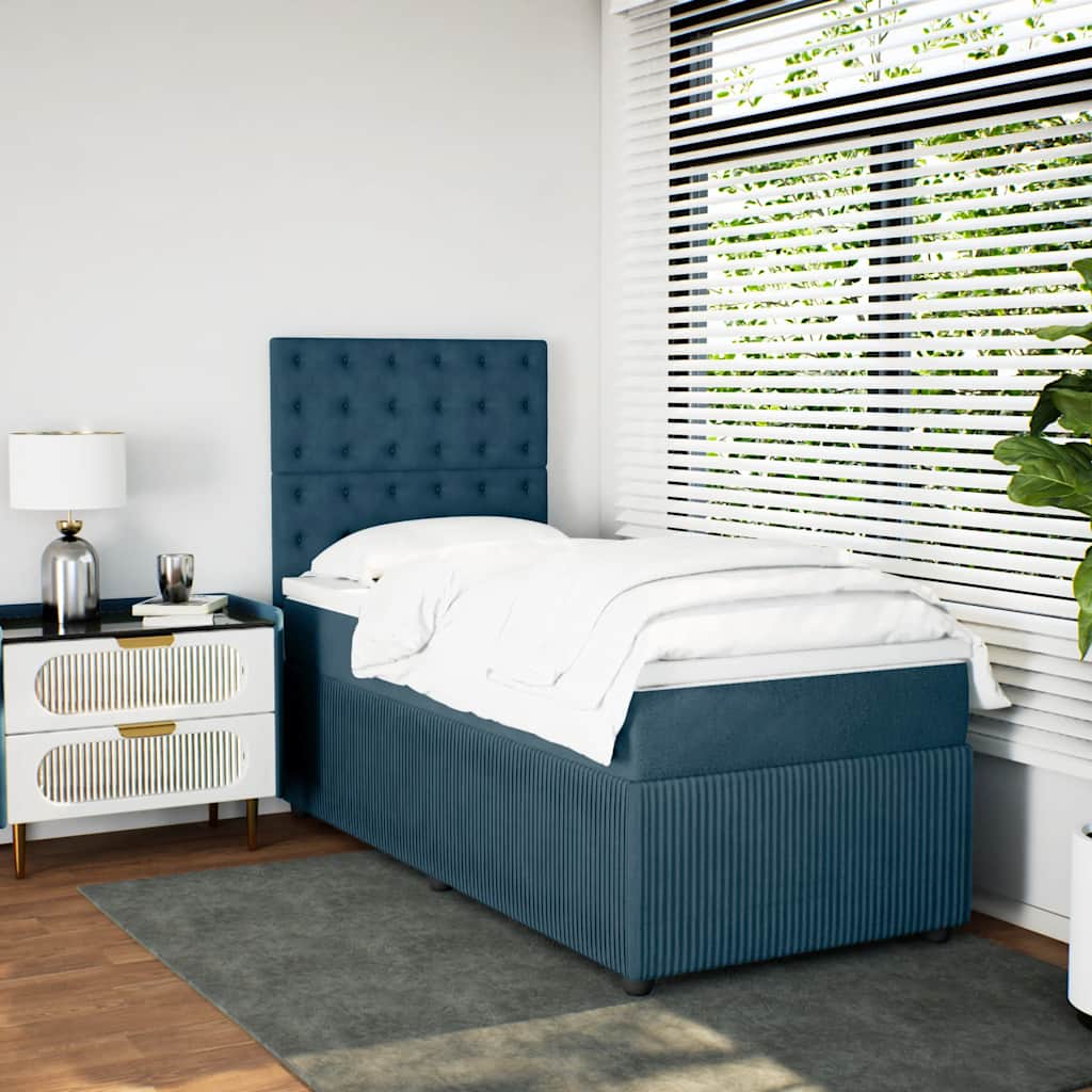Boxspring met matras fluweel blauw 80x200 cm – afbeelding 5