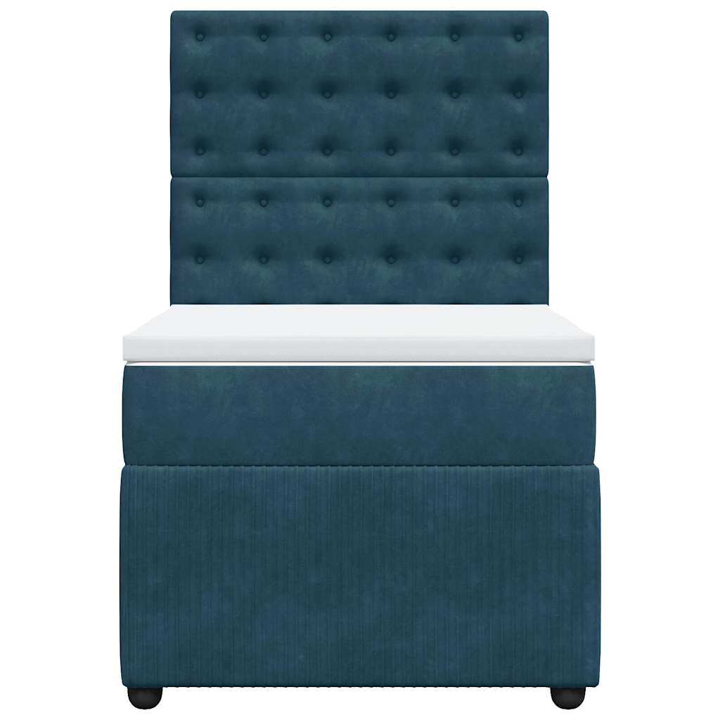 Boxspring met matras fluweel blauw 80x200 cm – afbeelding 6